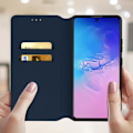 Miniatyrbillede 3 af 4: Cover til Samsung Galaxy S10 Lite - AVIZAR - Folio Pung Etui - Øko-læder - Støttefunktion - Blå Blå