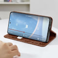 Miniatyrbillede 3 af 6: AVIZAR Denim Wallet Case til Honor Magic 6 Lite 5G - Brun - Videosupport kastanj