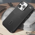 Pikkukuva 3 / 6: Kova kotelo iPhone 15 Prolle - SPECK - Presidio2 Grip Clicklock - Musta - Pudotuksenesto 3,9m Svart