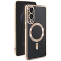 Coque MagSafe til Samsung Galaxy S25 Edge Silikone Med Kromet Guld Kant