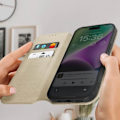 Miniatyrbild 3 av 5: Fodral för iPhone 15 Pro - AVIZAR - Korthållare Video Support Magnetic Flip - Midnattsblå Gul