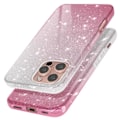 Miniatyrbild 2 av 5: Glitterfodral till iPhone 16 Pro - AVIZAR - Vit/Rosa Glamour Design - Stel - Glänsande - Glitter Rosa