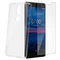 Miniatyrbillede 1 af 4: AVIZAR 360° beskyttelsespakke til Nokia 7 - Gennemsigtigt gelcover + hærdet glasfilm Transparent