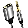 Miniatyrbild 2 av 5: Ljudjack 3,5 mm till dubbeljack 3,5 mm Hörlurar + mikrofonadapter LinQ