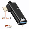 Pikkukuva 4 / 6: OTG USB -adapteri USB-C:hen ja USB-C -lataus 100W 5Gbps siirto LinQ musta