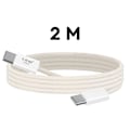 Miniatyrbillede 3 af 5: USB-C til USB-C kabel - LinQ - 60W - 2 meter - Opladning og synkronisering - Vævet nylon Vit