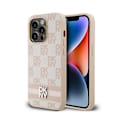 Miniatyrbillede 1 af 6: DKNY Mono mønster ternet læder og trykte striber - iPhone 14 Pro cover (pink)