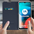 Miniatyrbild 3 av 4: Housse - Dux Ducis - Moto E7 - Ekoskinn - Stödfunktion - Plånbok i midnatt blå Midnattsblå
