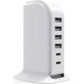 Miniatyrbillede 1 af 3: Multi-port hjemmeoplader 4 USB-A + 2 USB-C 40W Hvid Bigben