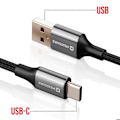 Miniatyrbillede 3 af 5: USB-kabel til USB-C Flettet Design Anti-nod Swissten Sort Svart