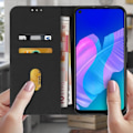 Miniatyrbillede 3 af 4: Étui Huawei P40 Lite E - AVIZAR - Helt dæksel - Kortholder - Støttefunktion - Sort silikonegel Svart
