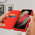 Pikkukuva 3 / 4: Samsung Galaxy S21 Ultra Case Folio Lompakkoteline Toiminto Punainen Röd