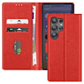 Miniatyrbillede 1 af 5: Etui til Samsung S25 Ultra Klap Brieftaske og Videostativ Rød Röd