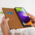 Pikkukuva 4 / 4: Samsung Galaxy A52 ja A52s -kotelo - AVIZAR - Korttipidike Videotuki - Aito Nahka - Musta Svart