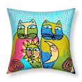 Pikkukuva 1 / 4: 2 kpl 45x45 cm Brodeerattuja Solaris-taidepillow-tikkuja moniväriset