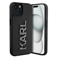 Miniatyrbillede 1 af 5: Cover til iPhone 15 Plus - KARL LAGERFELD - Bi-materiale lædereffekt bagside - Hævede kanter - Sort Svart