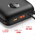 Pikkukuva 4 / 5: 30000mAh Ulkoinen Akun Taulu USB-C ja Lightning Kaapelit Sisäänrakennettu LED-näyttö Swissten Musta Svart