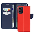 Miniatyrbillede 1 af 5: Etui til Motorola Moto G35 Pung Læder Saffiano Fancy Blå / Rød Röd