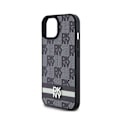 Miniatyrbillede 6 af 6: DKNY Mono Plaid og Stripe Print Læder Taske til iPhone 14/15/13 (sort)
