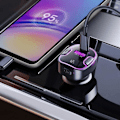 Miniatyrbillede 3 af 4: Bluetooth bil FM-sender med USB-oplader - USB C XO Sort