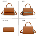 Miniatyrbillede 3 af 4: Elegancy Studded Gallantry Brown Håndtaske - GALLANTRY - Håndtaske - Brun - Syntetisk - Magnetisk - Kornet kastanj