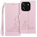 Pikkukuva 1 / 5: Kotelo Blackview Wave 6C Cat Pattern Flip Walletille ja Stand Powder Pinkille Rosa