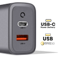 Miniatyrbillede 4 af 6: GaN USB + USB-C 45W Microgrid Tactical Wall Charger Grå
