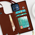 Pikkukuva 3 / 5: Coque Cordon - Ruskea - iPhone 12/12 Pro - Monikäyttöinen - Irrotettava Olkahihna - Integroitu Lompakkotasku kastanj