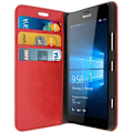 Miniatyrbillede 1 af 4: Etui Folio Læder - Microsoft - Lumia 950 - Rød - Støttefunktion - Ægte læder Röd