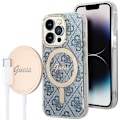 Miniatyrbild 2 av 2: Skydd för iPhone 14 Pro och Magsafe-laddare - Guess - Blå