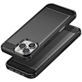 Miniatyrbillede 2 af 5: Cover til iPhone 16 Pro Max - AVIZAR - Sort børstet kulstofdesign - Stødsikker - Slank profil Svart
