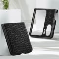 Pikkukuva 3 / 5: Nahkakotelo Oppo Find N2 Flip Crocodile Effect -korotettu reuna musta Svart