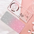 Pikkukuva 3 / 6: Kotelo Xiaomi Redmi A3:lle - AVIZAR - Glitterikukat - Pehmeä silikoni - Tukirengas Rosa