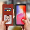 Miniatyrbild 3 av 4: Plånboksfodral - AVIZAR - Xiaomi Redmi 6 / 6A - Ekologiskt läder - Brun - Videosupport kastanj
