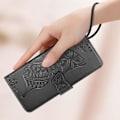 Miniatyrbillede 4 af 6: Etui Pengebog med Håndledsrem i Sort til Xiaomi Redmi 13 - AVIZAR - Mandala Sommerfugl Mønster - Hel Beskyttelse Svart