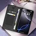 Miniatyrbillede 4 af 6: Folio-etui til iPhone 16 Pro Max Diamond-kortholder Video Support Sort Svart