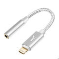 Pikkukuva 1 / 5: Äänenmuunnin Lightning iPhone MFi 3.5 mm Jack Nailon Punottu Akashi Hopea Grå