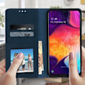Pikkukuva 3 / 4: Samsung Galaxy A50:n suojakuori - AVIZAR - Pehmeä suojus - Yönsininen - Vintage - Magneettinen Midnattsblå