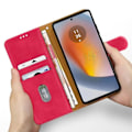 Pikkukuva 3 / 5: Kotelo Motorola Edge 50 Fusionille - AVIZAR - Vakaa videotelineen lompakko - Fuchsia Rosa