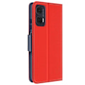 Miniatyrbillede 2 af 5: Etui til Motorola Moto G35 Pung Læder Saffiano Fancy Blå / Rød Röd