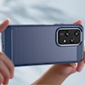 Miniatyrbillede 4 af 5: Blødt beskyttelsescover til Honor 200 Lite - AVIZAR - Carbon og børstet effekt i midnatsblå Blå