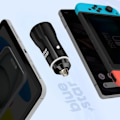 Pikkukuva 4 / 5: USB-C autolaturi 25W + USB 18W Pikalataus Kompakti Design Blue Star Black Svart