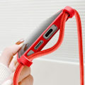 Miniatyrbillede 4 af 5: Semi-Stiv Cord Case til Samsung Galaxy S24 Ultra Red - AVIZAR - Casual - Almindelig - Hævede kanter Röd
