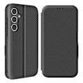 Miniatyrbild 2 av 6: Fodral för Samsung S24 FE Kolfiber Videostöd och Anti-RFID Svart Svart