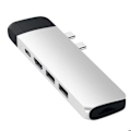 Miniatyrbillede 1 af 6: Hub USB C dual til MacBook HDMI 2 USB USB C Ethernet Micro-SD Satechi Sølv