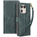 Miniatyrbild 1 av 5: Fodral till Motorola Edge 50 Ultra Brushed Effect Wallet och Stand Dark Green Grön