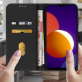 Miniatyrbillede 3 af 4: Etui til Samsung Galaxy M12 - AVIZAR - Folio med kortlomme - Øko-læder med struktur - Sort - Video Støtte Svart
