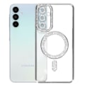 Pikkukuva 2 / 6: Timanttikotelo Samsung Galaxy A15 -puhelimelle - AVIZAR - tekojalokivi Contour - MagSafe-magneettirengas - läpinäkyvä takaosa Grå