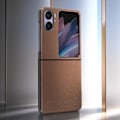 Pikkukuva 3 / 5: AVIZAR kotelo Oppo Find N2 Flip -hiilikuitutehoste - Kierretyt kulmat - ruskea Kol