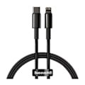 Miniatyrbillede 1 af 6: Oplader- og overførselskabel - BASEUS - USB-C-Lightning - 20W - 2m - Sort Svart